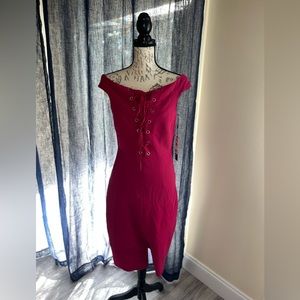 Jax Black Label Magenta Off Shoulder Tie up Dress
